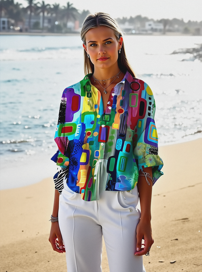 Rose™ | Elegante Bluse mit geometrischem Muster